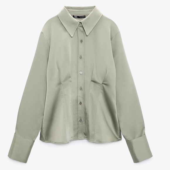NWT Zara Fitted Satin Effect Shirt - Picture 1 of 5